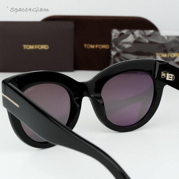 Tom Ford Women Sunglasses Black Smoke Mirror Cat Eye FT1063/S LUCILLA 01C NEW - Picture 6 of 10